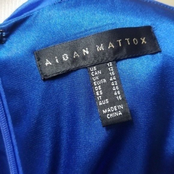 Aidan Mattox Deep Sky Blue Pleated Silk Chiffon Halter-Neck Gown Colbalt - Picture 8 of 15